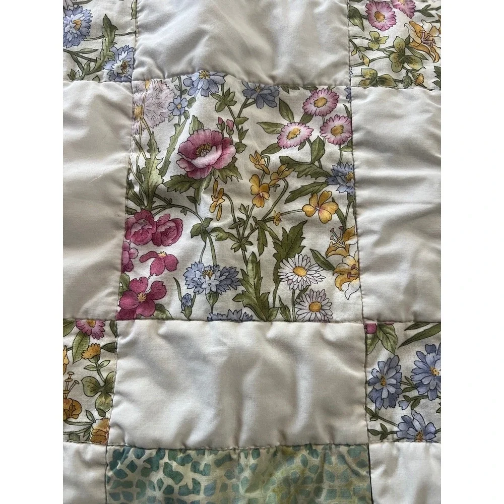 Handmade Patchwork Quilt Crib Blanket Nursery Floral Cottagecore Heirloom Soft